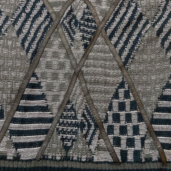 VTG, 80s Urban Works  Blend Sweater-Leather Trimmed Gray Black Size 8 Unisex - Picture 7 of 9